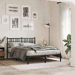 vidaXL Cadre de lit métal sans matelas avec tête de lit noir 140x190cm