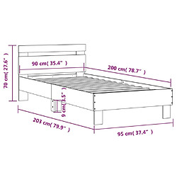 vidaXL Cadre de lit sans matelas avec tête de lit blanc 90x200 cm pas cher