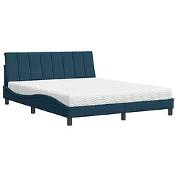 Avis vidaXL Lit avec matelas Hanko bleu 160x200 cm velours