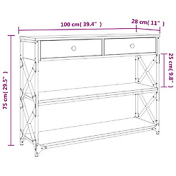 vidaXL Table console chêne sonoma 100x28x75 cm bois d'ingénierie pas cher