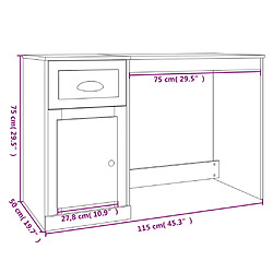 vidaXL Bureau avec tiroir noir 115x50x75 cm bois d'ingénierie pas cher