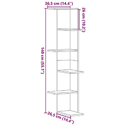 vidaXL Étagère d'angle murale blanc 36,5x36,5x140 cm bois d'ingénierie pas cher