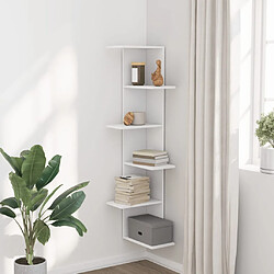 Avis vidaXL Étagère d'angle murale blanc 36,5x36,5x140 cm bois d'ingénierie