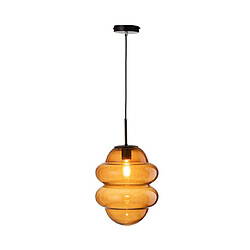 Mes Suspension 1 lampe 28x28x160 cm en verre marron - HONEY