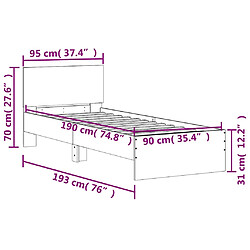 vidaXL Cadre de lit sans matelas avec tête de lit 90x190 cm pas cher