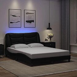 vidaXL Cadre de lit avec LED sans matelas noir 140x200 cm