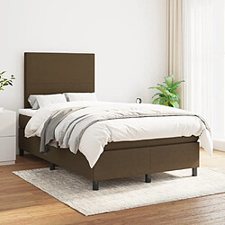 Avis vidaXL Sommier à lattes de lit et matelas marron foncé 120x190cm tissu