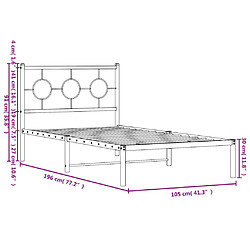 vidaXL Cadre de lit métal sans matelas et tête de lit blanc 100x190 cm pas cher