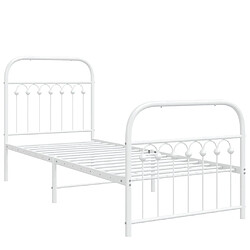 Avis vidaXL Cadre de lit métal sans matelas avec pied de lit blanc 75x190cm