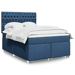 vidaXL Sommier à lattes de lit avec matelas Bleu 140x190 cm Tissu