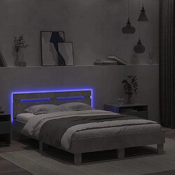 Acheter vidaXL Cadre de lit avec LED sans matelas gris béton 120x190 cm