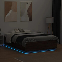 Acheter vidaXL Cadre de lit avec LED sans matelas chêne marron 135x190 cm