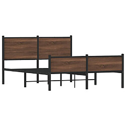 Avis vidaXL Cadre de lit en métal sans matelas chêne marron 137x190 cm