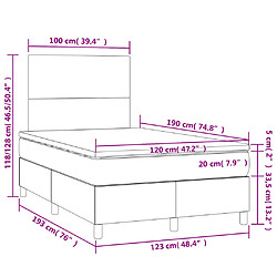 vidaXL Sommier à lattes de lit et matelas marron foncé 120x190cm tissu pas cher