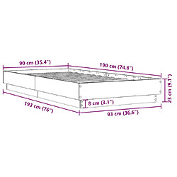 vidaXL Cadre de lit sans matelas chêne sonoma 90x190 cm pas cher
