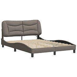 Avis vidaXL Cadre de lit avec LED sans matelas Hvar taupe 140x200 cm tissu