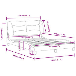 vidaXL Cadre de lit avec LED sans matelas Hvar taupe 140x200 cm tissu pas cher