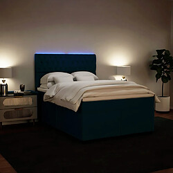 Acheter vidaXL Sommier à lattes de lit et matelas bleu 140x200 cm velours
