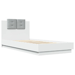 Avis vidaXL Cadre de lit avec LED sans matelas blanc 100x200 cm