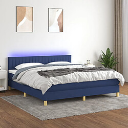 vidaXL Sommier à lattes de lit avec matelas LED Bleu 160x200 cm Tissu