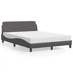 vidaXL Lit avec matelas gris 140x190 cm similicuir