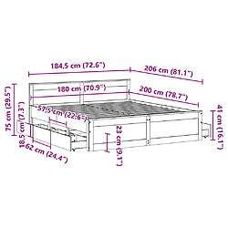 vidaXL Cadre de lit sans matelas avec tête de lit 180x200 cm bois pin pas cher