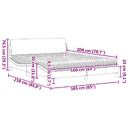 vidaXL Lit avec matelas Dover taupe 160x200 cm tissu pas cher