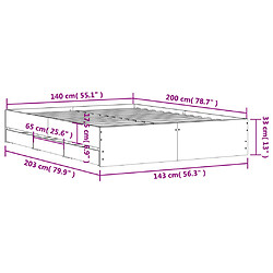 vidaXL Cadre de lit avec tiroirs sans matelas chêne sonoma 140x200 cm pas cher