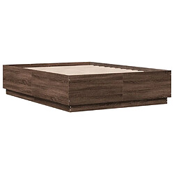 Avis vidaXL Cadre de lit avec LED sans matelas chêne marron 135x190 cm