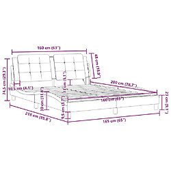 vidaXL Cadre de lit sans matelas Zadar noir 160x200 cm similicuir pas cher