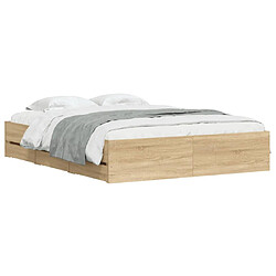 Avis vidaXL Cadre de lit avec tiroirs sans matelas chêne sonoma 140x200 cm
