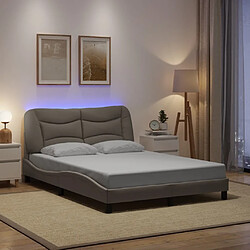 vidaXL Cadre de lit avec LED sans matelas taupe 140x200 cm tissu