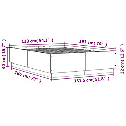 vidaXL Cadre de lit avec LED sans matelas chêne marron 135x190 cm pas cher