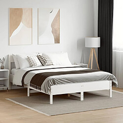Avis vidaXL Cadre de lit sans matelas blanc 150x200 cm bois de pin massif