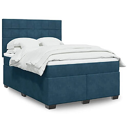 vidaXL Sommier à lattes de lit et matelas bleu 140x190 cm velours