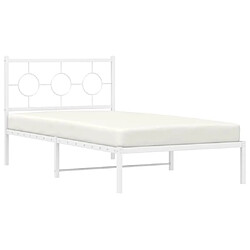Acheter vidaXL Cadre de lit métal sans matelas et tête de lit blanc 100x190 cm