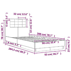 vidaXL Cadre de lit sans matelas chêne sonoma 90x200 cm pas cher