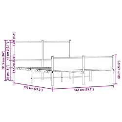 vidaXL Cadre de lit en métal sans matelas chêne marron 137x190 cm pas cher