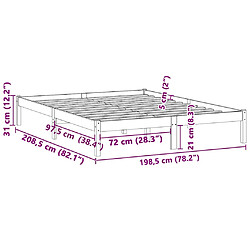 vidaXL Cadre de lit sans matelas 193x203 cm bois massif de pin pas cher