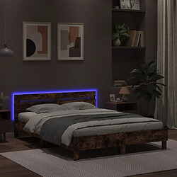 Acheter vidaXL Cadre de lit avec LED sans matelas chêne fumé 140x200 cm