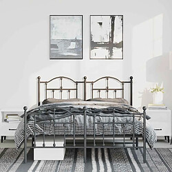 Acheter vidaXL Cadre de lit métal sans matelas avec pied de lit noir 135x190cm