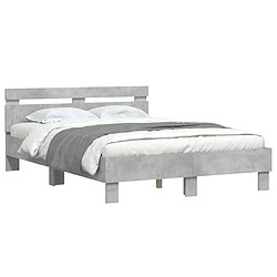 Avis vidaXL Cadre de lit avec LED sans matelas gris béton 120x190 cm
