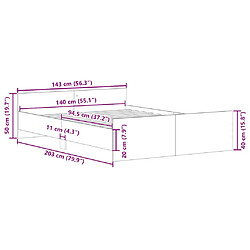 vidaXL Cadre de lit sans matelas noir 140x200 cm pas cher