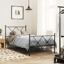 vidaXL Cadre de lit métal sans matelas avec pied de lit noir 90x200 cm 