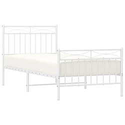Avis vidaXL Cadre de lit métal sans matelas avec pied de lit blanc 90x200cm