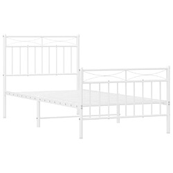 Acheter vidaXL Cadre de lit métal sans matelas avec pied de lit blanc 90x200cm