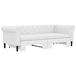Avis vidaXL Lit de jour et lit gigogne et matelas blanc 90x200cm similicuir