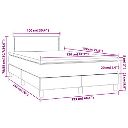 vidaXL Sommier à lattes de lit et matelas marron foncé 120x190cm tissu pas cher