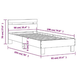 Acheter vidaXL Cadre de lit sans matelas avec tête de lit 90x190 cm