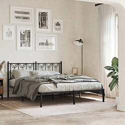 vidaXL Cadre de lit métal sans matelas et tête de lit noir 160x200 cm